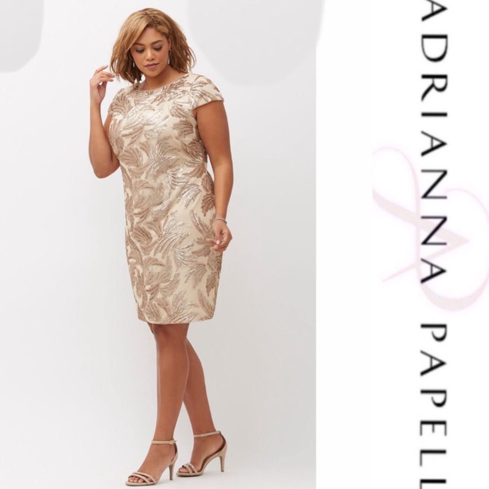 Adrianna Papell sequin cap sleeve sheath Dress